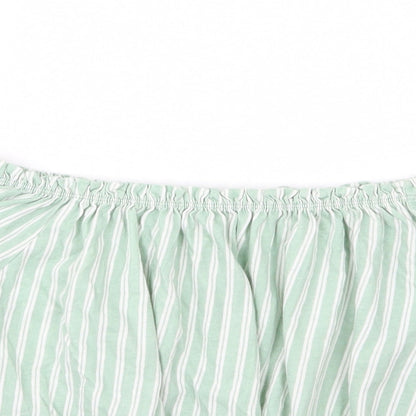 Primark Womens Green Striped Jersey Basic T-Shirt Size 16