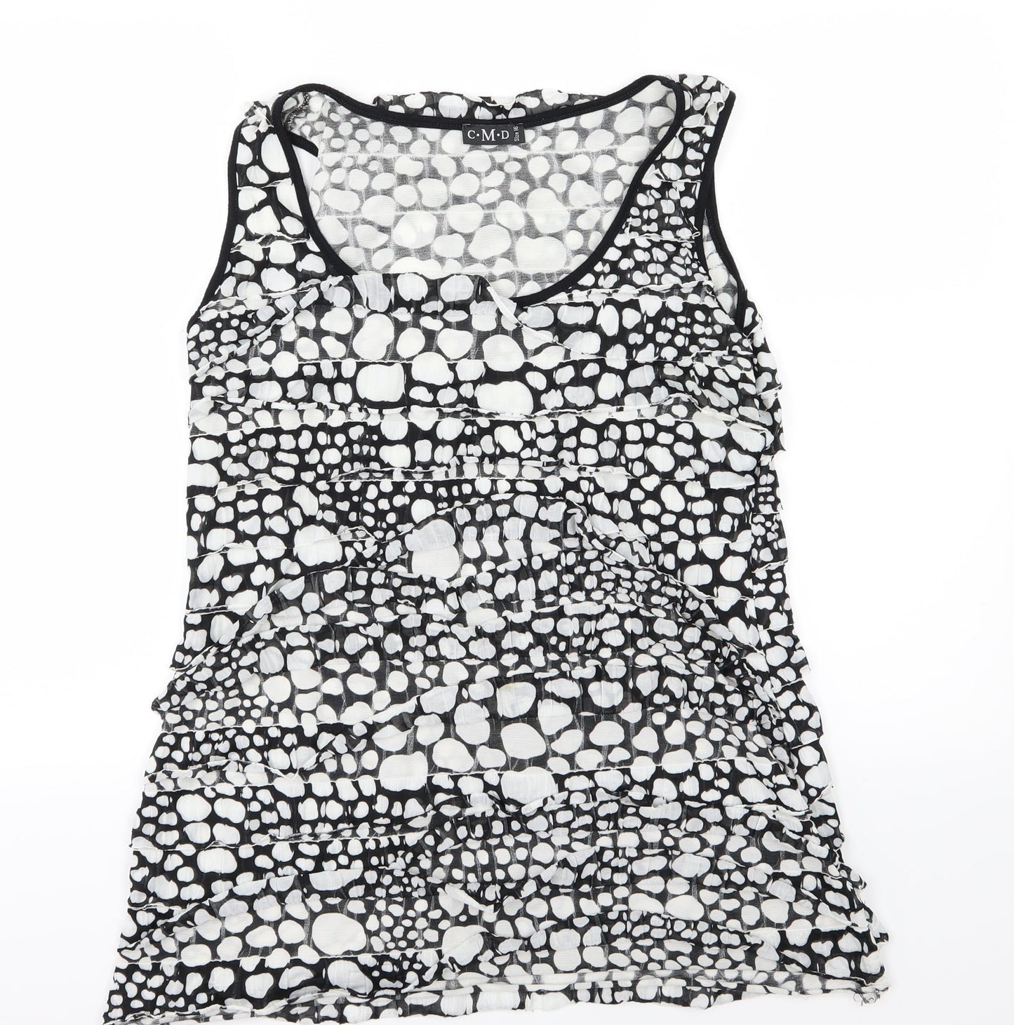 CMD Womens Black Polka Dot  Basic Tank Size 16  - Ruffle