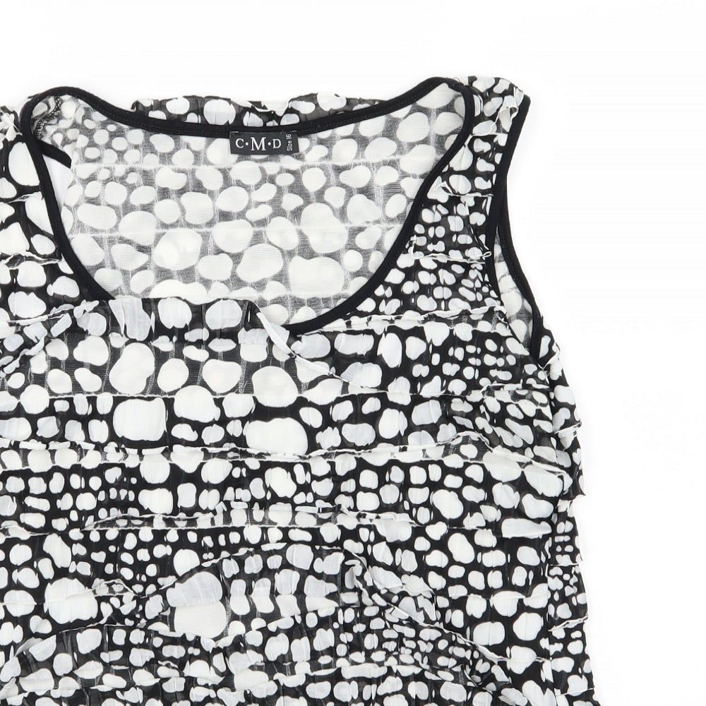 CMD Womens Black Polka Dot  Basic Tank Size 16  - Ruffle