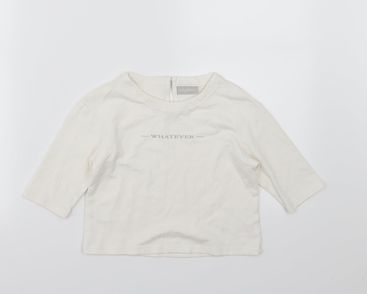 Matalan Girls White  Jersey Cropped T-Shirt Size 5 Years  - Whatever