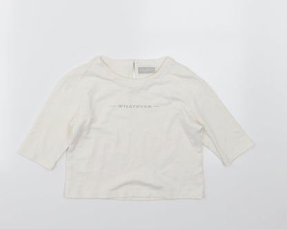 Matalan Girls White  Jersey Cropped T-Shirt Size 5 Years  - Whatever