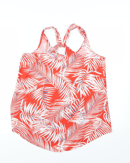 F&F Womens Red  Jersey Basic Tank Size 12  - leaf print