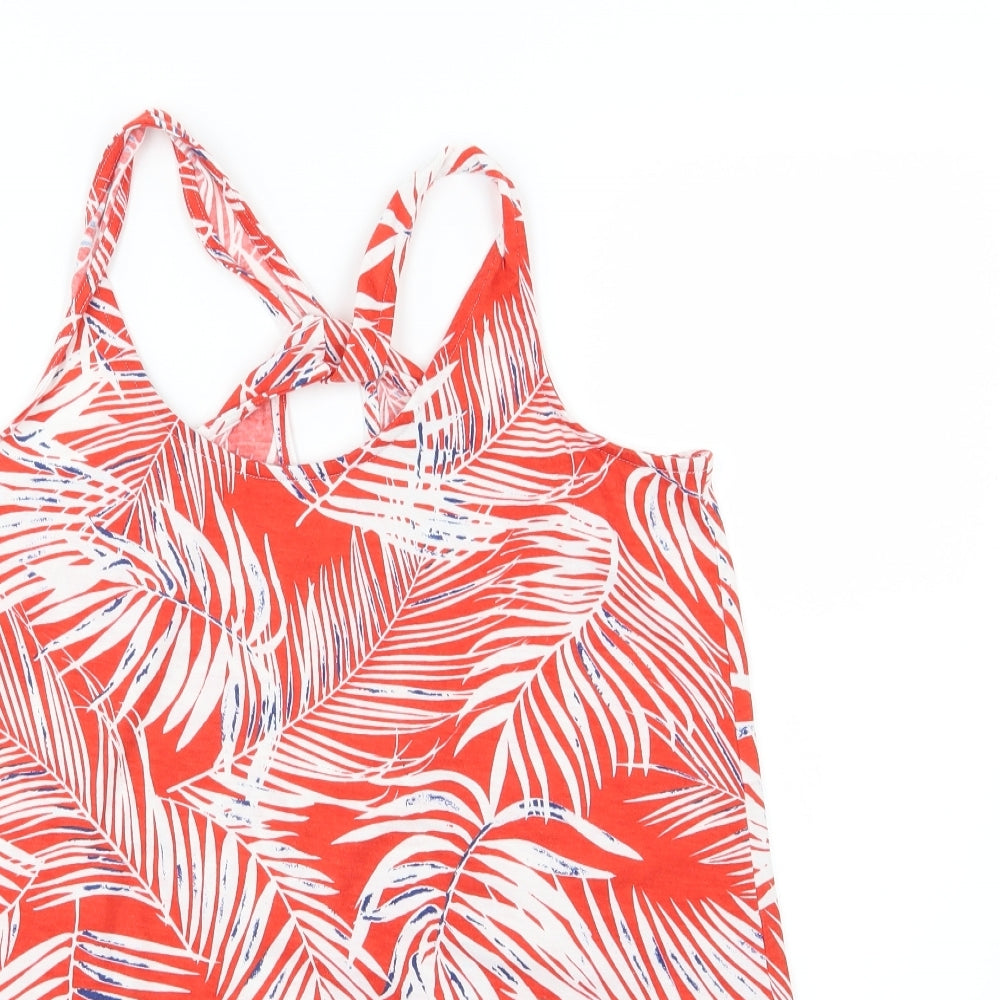 F&F Womens Red  Jersey Basic Tank Size 12  - leaf print