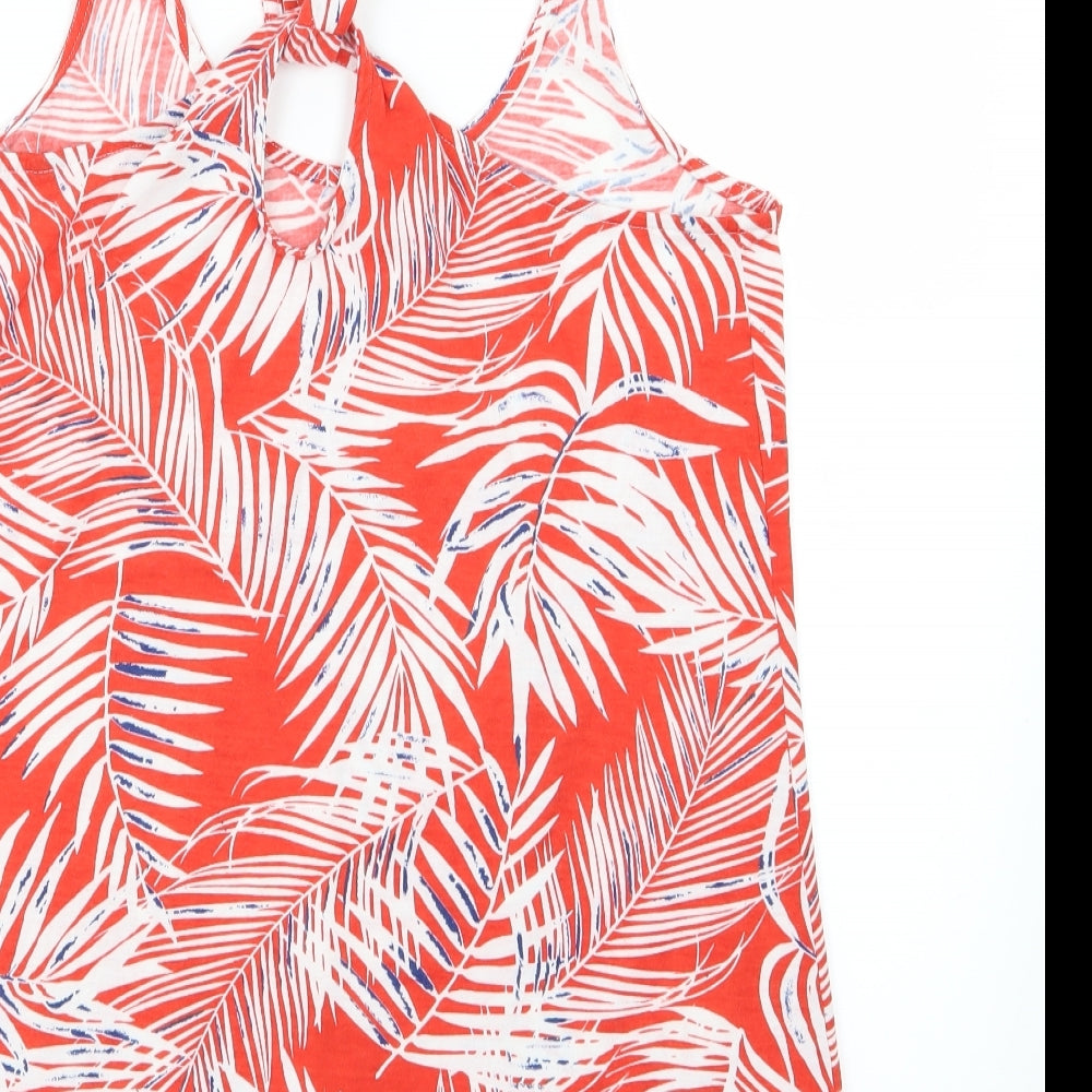 F&F Womens Red  Jersey Basic Tank Size 12  - leaf print