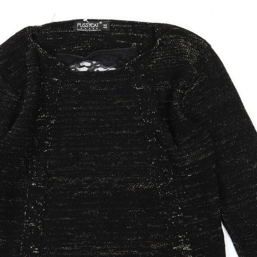Pussycat London Womens Black  Knit Pullover Jumper One Size