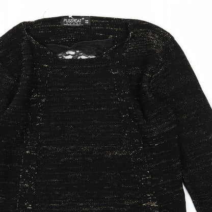 Pussycat London Womens Black  Knit Pullover Jumper One Size