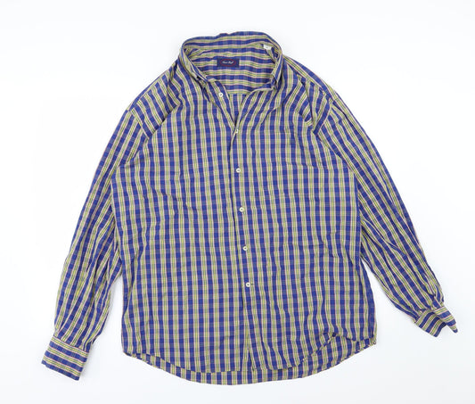 Saint Gall Mens Multicoloured Striped Woven  Button-Up Size L