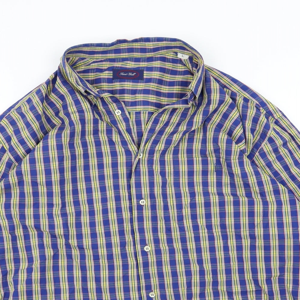 Saint Gall Mens Multicoloured Striped Woven  Button-Up Size L
