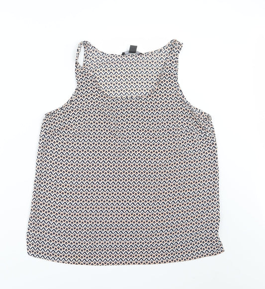 Primark Womens Multicoloured Geometric Chiffon Camisole Blouse Size 14