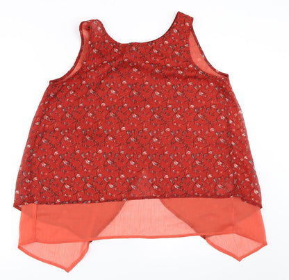 Womens UK Size 10 Preworn Red Basic Blouse