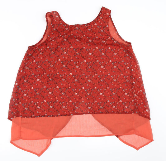 Womens UK Size 10 Preworn Red Basic Blouse