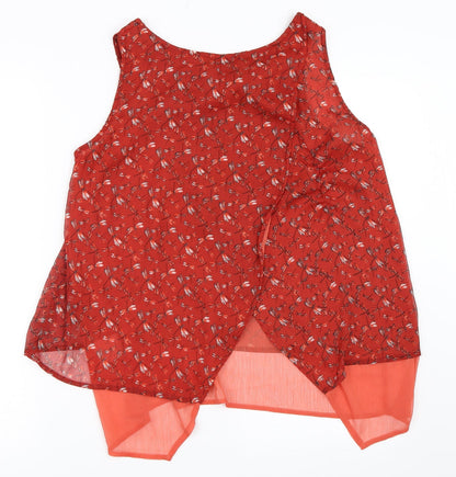 Womens UK Size 10 Preworn Red Basic Blouse