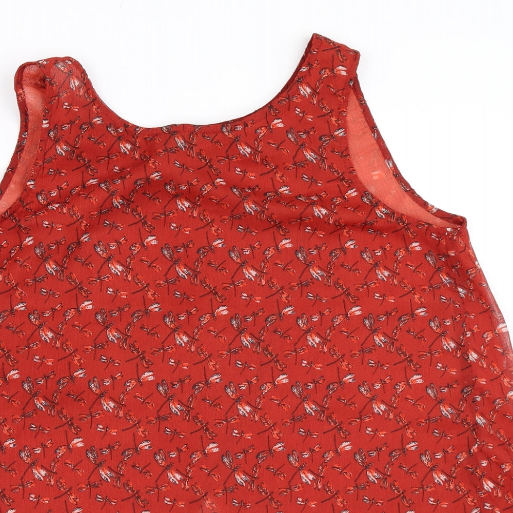 Womens UK Size 10 Preworn Red Basic Blouse