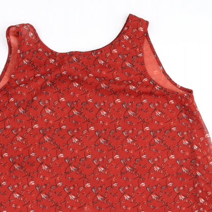 Womens UK Size 10 Preworn Red Basic Blouse