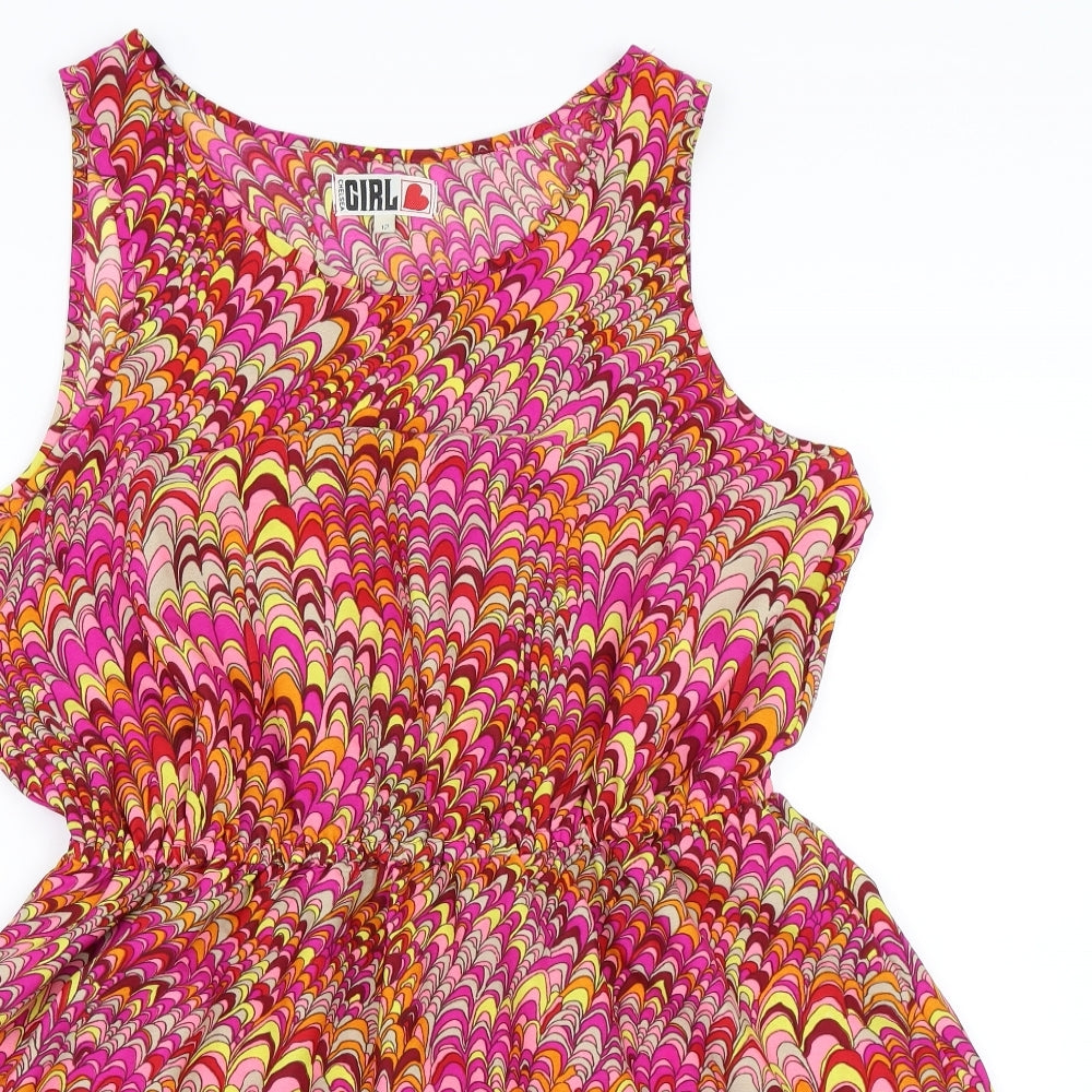 Chelsea Girl Womens Pink Geometric  Skater Dress  Size 12