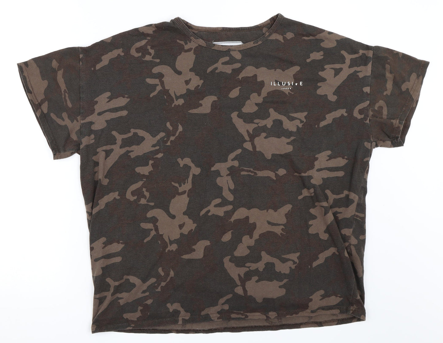 ILLUSIVE LONDON Mens Green Camouflage   T-Shirt Size XS