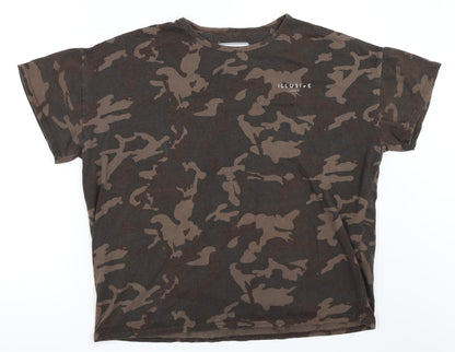 ILLUSIVE LONDON Mens Green Camouflage   T-Shirt Size XS