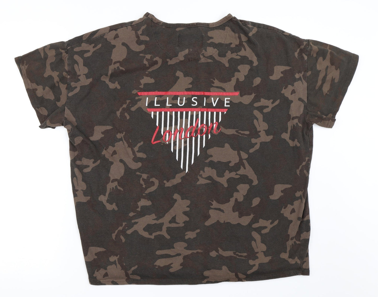 ILLUSIVE LONDON Mens Green Camouflage   T-Shirt Size XS