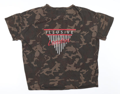 ILLUSIVE LONDON Mens Green Camouflage   T-Shirt Size XS