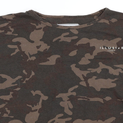 ILLUSIVE LONDON Mens Green Camouflage   T-Shirt Size XS