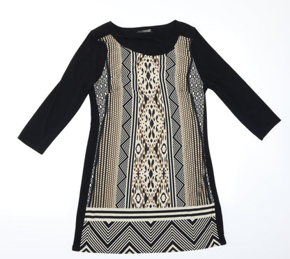 M&S Womens Multicoloured Geometric  Basic T-Shirt Size 8