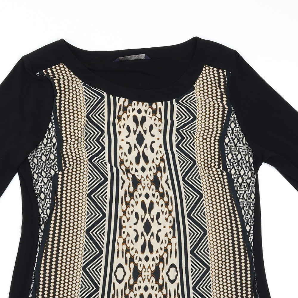 M&S Womens Multicoloured Geometric  Basic T-Shirt Size 8