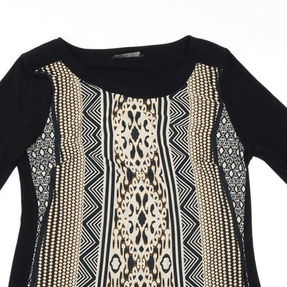 M&S Womens Multicoloured Geometric  Basic T-Shirt Size 8