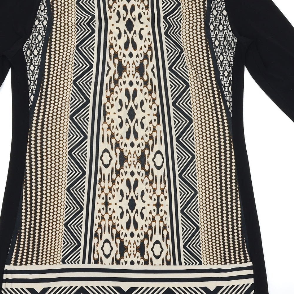 M&S Womens Multicoloured Geometric  Basic T-Shirt Size 8