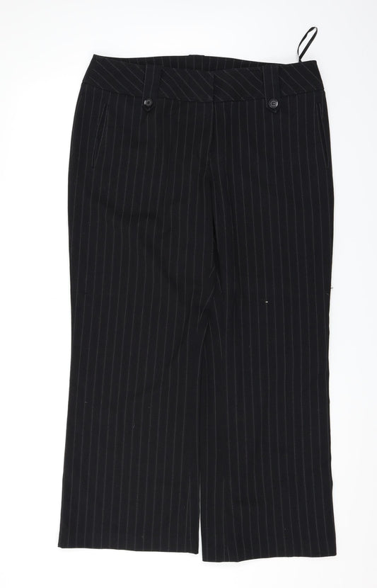 F&F Womens Black Striped  Dress Pants Trousers Size 16 L26 in