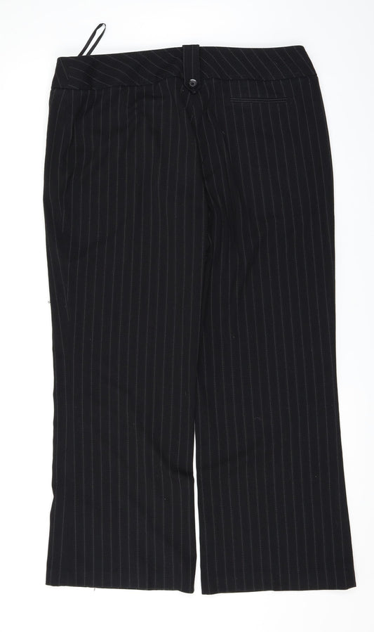 F&F Womens Black Striped  Dress Pants Trousers Size 16 L26 in
