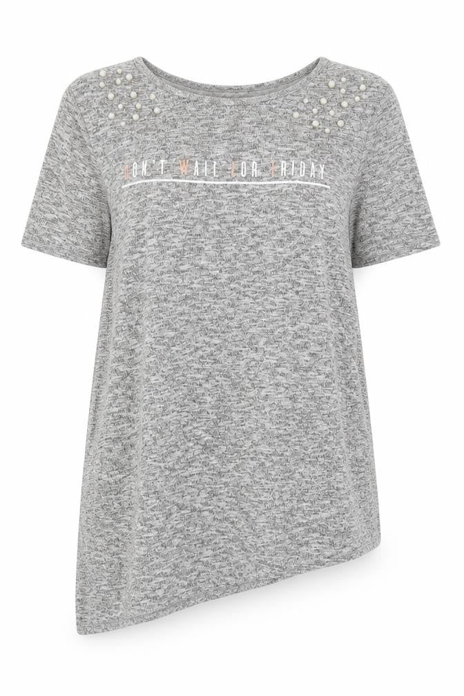 Womens UK Size 14 Matalan Grey Basic T-Shirt