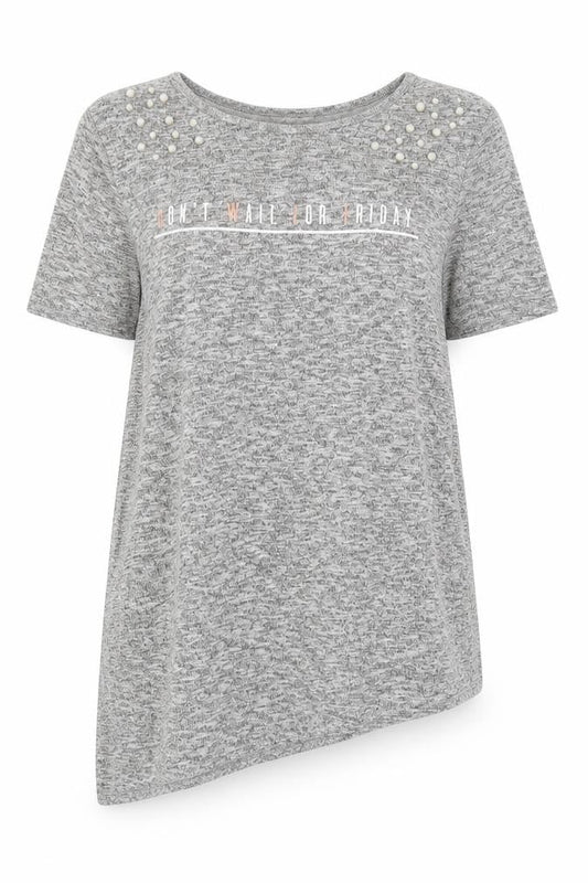 Womens UK Size 14 Matalan Grey Basic T-Shirt