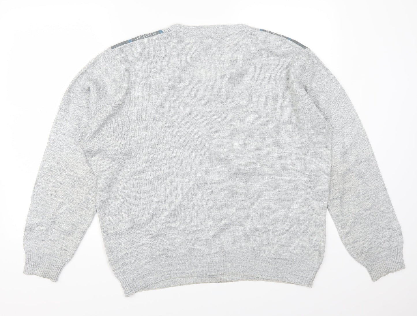 Greenwoods Mens Grey Striped  Pullover Jumper Size L