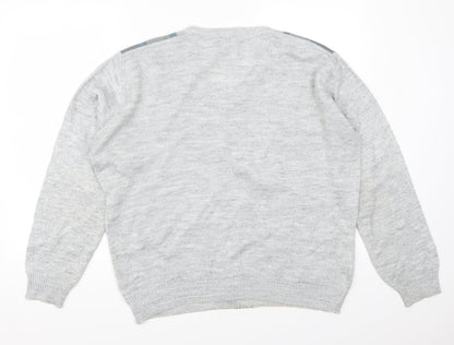 Greenwoods Mens Grey Striped  Pullover Jumper Size L