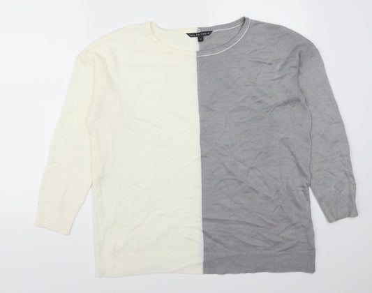 Bonmarché Womens Grey   Pullover Jumper Size 14  - Cream Colour Block