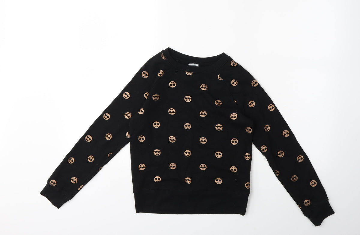 Athletic Girls Black   Pullover Sweatshirt Size 7 Years