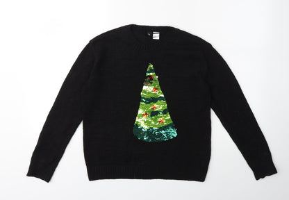 H&M Womens Black  Knit Pullover Jumper Size XS