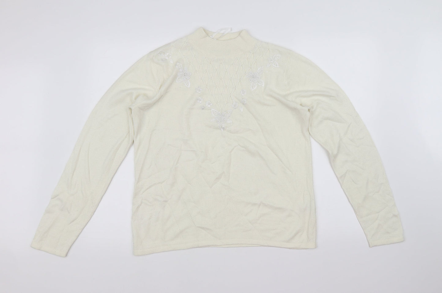 BM Womens White   Pullover Jumper Size S