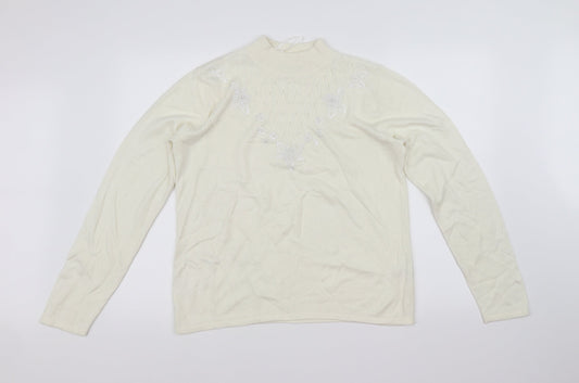 BM Womens White   Pullover Jumper Size S