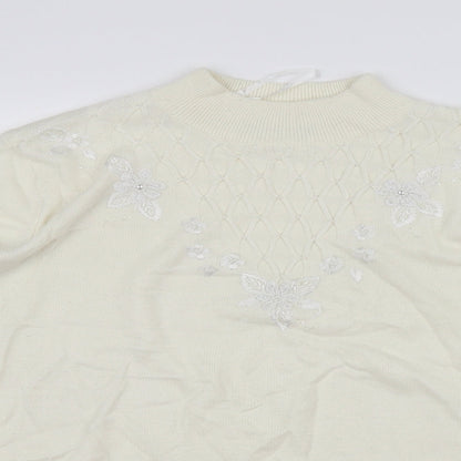 BM Womens White   Pullover Jumper Size S