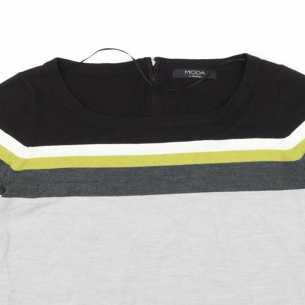 George Womens Grey Striped  Fit & Flare  Size 12