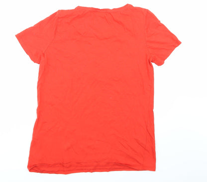 Womens UK Size 10 Papaya Red Basic T-Shirt