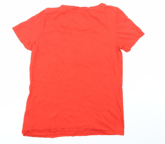 Womens UK Size 10 Papaya Red Basic T-Shirt