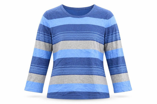 Chianti Womens Blue Striped  Pullover Jumper Size L