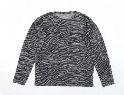 F&F Girls Grey Animal Print  Pullover Jumper Size 13 Years