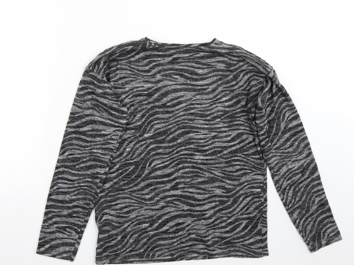 F&F Girls Grey Animal Print  Pullover Jumper Size 13 Years