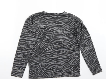 F&F Girls Grey Animal Print  Pullover Jumper Size 13 Years