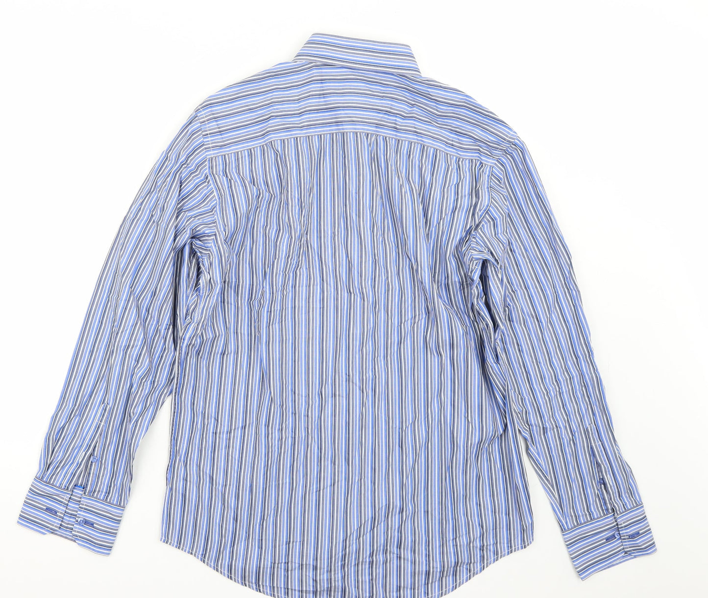 Mens UK Size 16 NEXT Blue  Button-Up Long Sleeve Casual Shirt