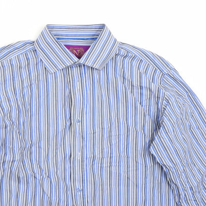 Mens UK Size 16 NEXT Blue  Button-Up Long Sleeve Casual Shirt