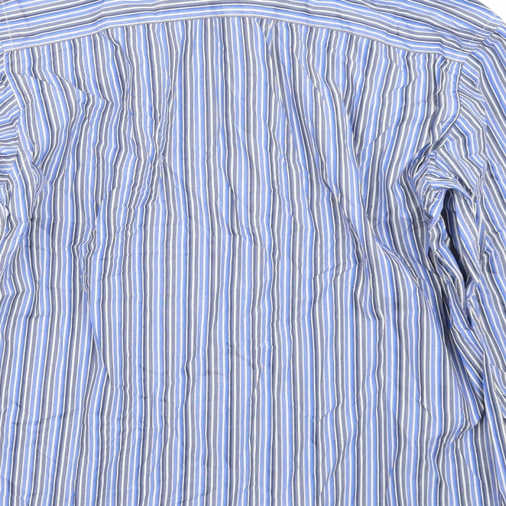 Mens UK Size 16 NEXT Blue  Button-Up Long Sleeve Casual Shirt